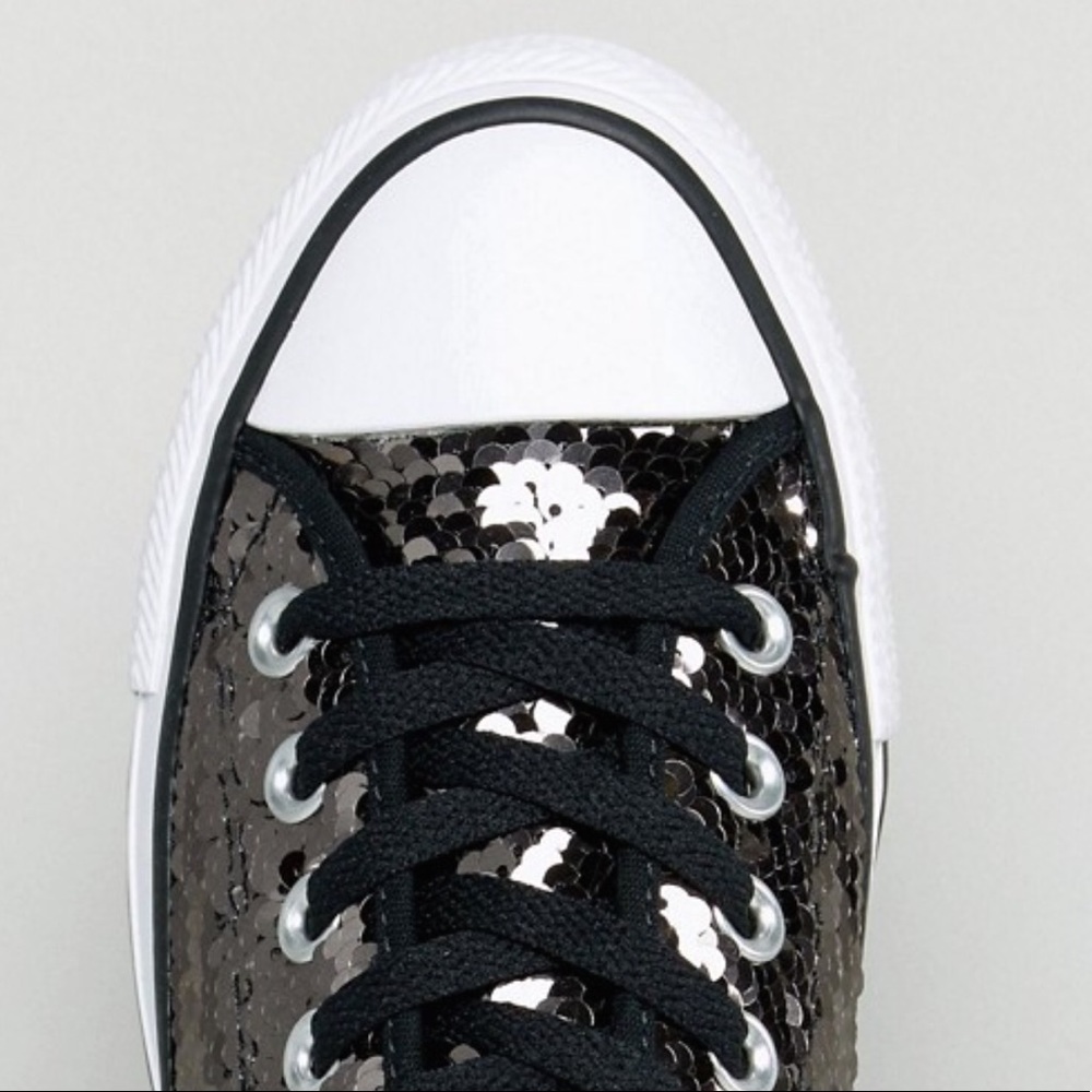 Converse all stars black sequin bling tennis shoes - Picture 3 of 8